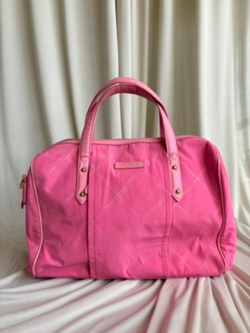 Vera Bradley Preppy Poly Marlo Satchel - Bright Pink, Diamond Quilted